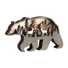 PRICES MAY VARY. 【Material】The Cabin Decor is made of multi-layer ECO natural wood. 【Size】Bear Decor:7.2x3.9x0.8 inch. 【Home Decor】High-quality home decoration for your living room, bathroom, kitchen, office. You can place it on your table, shelf, bookcase etc. 【Unique Design】The fores scene is 5 layers, which makes the Mountain and Christmas Trees and animal a 3D scene. 【Gift for Special Occasions】The Woodland Animals Decor would be the best gift for special occasions: Christmas gift, Housewarm Wood Carving Animals, Carving Animals, Good Gifts For Parents, Beer Decor, Animals Sculpture, Laser Cut Projects, Scroll Saw Ideas, Wooden Display Stand, Wooden Bear