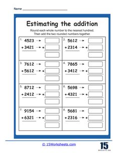 the addition worksheet for rounding numbers