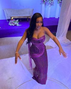 BEAUTIFUL OYIN IN CAREWCOUTURE 💜 Dress @carewcouture That Last Slide Though🥰🥰🥰🥰 ____________________________________ WE SHIP WORLDWIDE ____________________________________ For Custom Made Pieces Or Further Enquiries .. Kindly Send Us A WhatsApp Message On +2348133158305 ••••••••••••••••••••••••••••••••••••••••••• #weddings #america #london # fashioninspiration #waistsnatched #carewcouture #designersinlekki #lagosdesigner#bespoke #baltimore #atlanta #califonia#carewcouturewoman#fashion #st... Purple Dress Black Women, Lilac And Purple Aso Ebi, Corset Lace Styles, Dressy Gowns, Prom Dress Corset, African Party Dresses, Nigerian Lace Styles