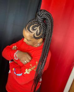 Straight Back Feed In Braids With Beads, Feed In Braids Hairstyles Ponytail, Feed In Braids Hairstyles Updos, Valentines Hairstyles Black Women, Trending Braided Hairstyles, Valentines Hairstyles, Two Braid Hairstyles, Black Hair Updo Hairstyles