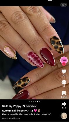 Tortishell Nails Design, Snake Skin Nails, Cheetah Print Nails, Wine Nails, November Nails, Subtle Nails, Liquid Nails, Glow Nails, Almond Acrylic Nails