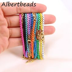 -------Colorful Enamel chain bracelet, bright color chain bracelet, box chain link bracelet Material: Metal Copper, Enamel Quantity: 10 Pieces/lot Bracelet Length: Approx. 17-18cm Color: Mix Color Welcome to our store! https://www.etsy.com/shop/Albertbeads Multicolor Chain Bracelets As Gift, Colorful Chain Jewelry As Gift, Colorful Chain Jewelry For Gifts, Bracelet Box, Color Mix, Mix Color, Box Chain, Chain Link Bracelet, Bright Color