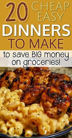 the cover of 20 cheap easy dinners to make, with text overlaying it