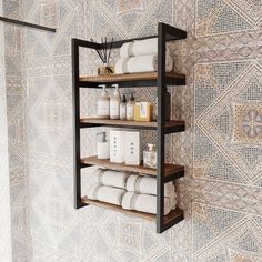 Live Edge Floating Shelf, Kursi Bar, Bathroom Storage Shelves, Bathroom Design Decor, Industrial Storage, غرفة ملابس, Towel Rack Bathroom