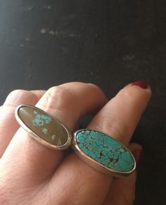 This ring is simple & classic. A stunning free form Boulder Ribbon Turquoise cabochon is held within a polished sterling silver bezel. I’m loving the colors in this turquoise! A chunky half round band makes thing ring super comfy on the fingers and the perfect everyday ring. Polished to a shine. Size 8 1/2. Ready to ship! XoSize 8.5MATERIALS: Sterling silver sheet, sterling silver wire & Boulder Ribbon TurquoiseMEASUREMENTS: Approx 7/8” L x 2/8” W. Size 8 1/2.This ring will arrive gift wrapped i Everyday Ring, Chunky Rings, Granola Girl, Everyday Rings, Handmade Clay, Silver Wire, Turquoise Ring, Ring Designs, Jewelry Inspiration