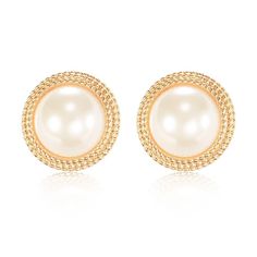 PRICES MAY VARY. Size and Weight: 0.76x0.76"(19x19mm); 0.36oz (10g) /pair. Pearl: 0.5"(13mm). Refer to the SIZE picture below. Materials: Simulated Shell pearls, white-with-cream-overtone, giving a warm and soft appearance; 18K gold plated brass, 925 sterling silver posts. Nickel-free, lead-free. Our women's classy pearl stud earrings are crafted with fine materials, ensuring a brilliant, long-lasting high luster. Design: Our pearl gold earrings feature shiny pearls and a lustrous metal halo, cr Hoco Jewelry Pearl, Gold Jewelry For Hoco, Gold Formal Earrings, Old Money Earrings, Big Gold Earrings, Hoco Jewelry, Big Pearl Earrings, Pearl Earrings Studs, Pearl Gold Earrings