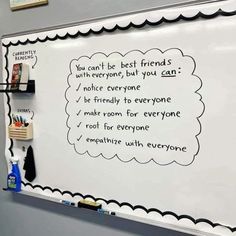 a white board with writing on it