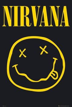 the cover of nirvana's album, which features a smiley face with two crossed eyes