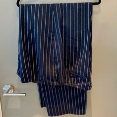 Talbots Cashmere Wool Pants Size 22w Navy White Pinstripes Near New Excellent Condition 40” Waist With Elastic Stretch. 45” Length. Back Pockets Unopened, Side Pockets Too. Fully Lined Wool. Excellent Detail - Pinstripes Match Back Darts With Front Double Darts. Slight Spandex Too. Stylish With Warmth. Blue Straight Pants With Vertical Stripes, Blue Wide Leg Pants With Vertical Stripes, Blue Vertical Stripes Pants For Workwear, Blue Vertical Stripes Workwear Pants, Blue Vertical Stripes Pants For Work, Fitted Blue Bottoms With Vertical Stripes, Blue Fitted Bottoms With Vertical Stripes, Fitted Blue Pants With Vertical Stripes, Wool Pants