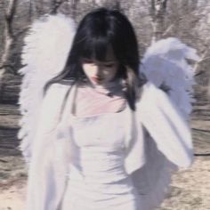 An Angel, Angel Wings, Black Hair, A Woman, Walking, Angel, Hair, White, Black