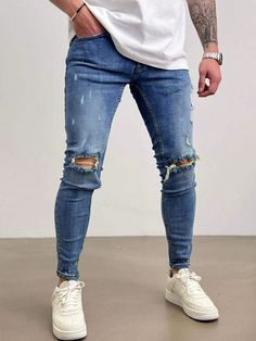 Men's Stretch Skinny Solid Color Casual Jeans Bronze    Denim Plain Skinny Medium Stretch  Men Clothing, size features are:Bust: ,Length: ,Sleeve Length: Jeans Casual, Jeans Mens, Camisa Polo, Men Clothing, Mens Denim, Casual Jeans, Mens Jeans, All Fashion, Denim Jeans