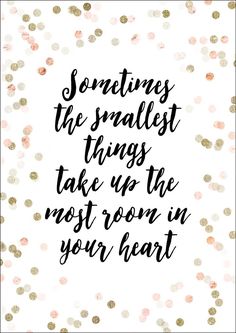 a quote that says sometimes the smallest things take up the most room in your heart