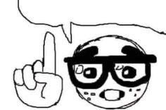 a drawing of a person with glasses and a speech bubble