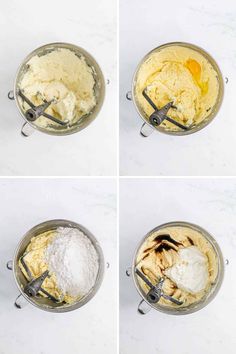 four pictures showing how to make homemade ice cream