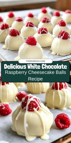 delicious white chocolate raspberry cheesecake balls are ready to be eaten and served