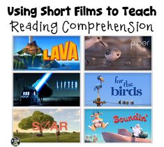 four different movie titles with the title using short films to teach reading competition