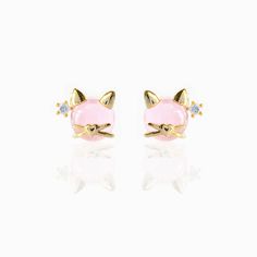 Be the cat's meow with these adorable Kitty Kat Studs in gold! 18K gold plated over brass with a protective coating Cubic zirconia stones Sterling silver posts and butterfly backings Earring Post, Necklace Chain Lengths, Animal Heads, Wrap Rings, Copper Earrings, Pretty Cats, Brass Pendant, Love Ring, Dog Person