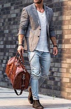 Men's Large Handmade Vintage Leather Duffle Bag / Travel Bag / Luggage / Weekend Bag Vintage Leather Travel Bag, Brown Suede Chelsea Boots, Stile Casual Chic, White Jeans Men, Checkered Jacket, Mens Fashion Edgy, Mens Fashion Smart, Mens Fashion Rugged, Hipster Mens Fashion