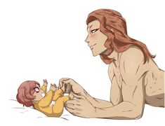 a drawing of a woman holding a baby in her lap and touching it's hand