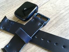 This hand crafted leather strap is custom made to fit the newly released 40mm and 44mm Blue Aluminum Apple watch Series 6. The Apple adapters come in 5 variations: blue, silver, gold, rose gold and black. The adapters will match the color of buckle. Please message/email to add customization as shown in the photos. Up to 3 characters at no additional cost. • This band is made from full-grain leather made in the USA from Horween Cavalier Ink Blue leather, 7oz thickness. • This watch band is comple Blue Apple Watch Band, Apple Watch Blue, Apple Watch Aluminum, Blue Apple Watch, Hermes Apple Watch, Apple Watch Edition, Apple Watch Nike, Blue Apple