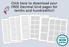 three sheets of paper with the text click here to download your free printable grid pages for