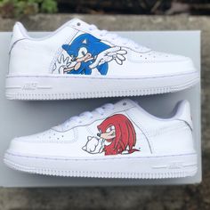 - Custom Painted Nike Air Force 1 - Sonic And Knuckles Design - Painted, Finished And Sealed W Angelus Leather Paint - Other Designs/Characters Available - Made To Order > All Sizes Available (Men’s, Women’s And Kids) - Processing Time: 1-2 Weeks Painted Nike Air Force, Nike Shoes Custom, Sonic And Knuckles, Sonic Shoes, Sonic Knuckles, Painted Nikes, Nike Kicks, Velvet Sneakers, Air Force 1s