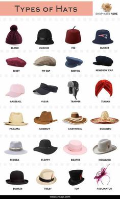 Headgear Fashion Illustration, Types Of Caps For Women, Wool Fedora Hat Women Outfit, Headgear Sketches, Hats Reference, Vest Types, Dressing Hacks, Headgear Fashion