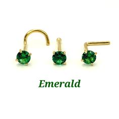 -Details- 14K pure and solid gold. Stamped "14K" for authenticity Hypoallergenic And 100% Real Gold You can wear them in all conditions. Wet and dry Made to last a lifetime guaranteed ❤️ Ship beautifully packaged *Emerald 14K Gold Nose Ring 20GA , optional gemstone , Post length 7mm, Nostril Stud , Nose Ring, Nose Emerald gemstone.  -Measurement - Material Type-14k Gold Yellow Gold or White Gold or Rose Gold Thickness : 20 GA  Post length : 7 mm Backing : L-Shaped or Crook Screw or Ball Ends Sold : 1 Piece of Nose Ring  Shape : Round  Condition : Brand New  Gemstones : CZ, LAB Emerald or Natural Mined Emerald Gemstone available : 2.00 mm 2.50mm 3.00mm 3.50mm 4.00mm ----------------------------------------------------------------- -Why America GOLD JEWELRY- We are a trusted Second generatio Nostril Stud, Stud Nose Ring, Gold Nose Ring, Gold Nose Rings, Ring Shapes, Nose Ring Stud, Emerald Gemstone, Nose Piercing, Wet And Dry