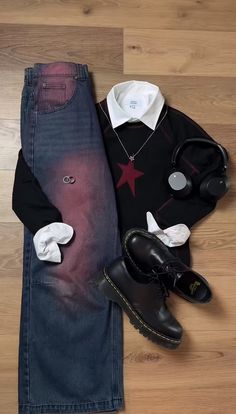 Dark Masculine Outfits, Ropa Y2k Hombre, Streetwear Outfit Ideas Men, Y2k Aesthetic Outfits Men, Funky Outfits Men, Outfit Ideas Male