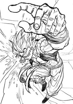 a drawing of gohan holding his fist