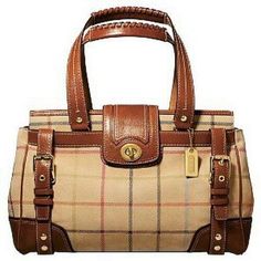 NWT COACH HAMPTONS LG VINTAGE PLAID SUEDE TATTERSALL CARRYALL TOTE BAG SATCHEL Plaid Purse, Suede Purse, Carryall Tote, Tan Plaid, Carry All Bag, Coach Leather, Vintage Coach, Coach Swagger Bag, Coach Purses