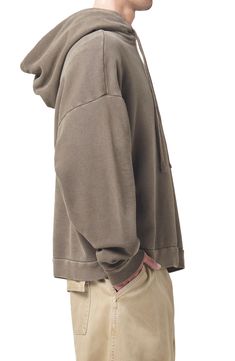 Cut from a well-washed heavyweight cotton blend in an oversized, slouchy fit, this roomy hoodie pairs with all your most relaxed weekend plans. 27 1/2" length Drawstring hood Dropped shoulders Ribbed cuffs and hem 97% cotton, 3% polyester Machine wash, tumble dry Made in the USA Oversized Washed Cotton Hoodie, Oversized Washed Casual Hoodie, Casual Oversized Washed Hoodie, Relaxed Fit Sweatshirt With Drawstring Hood, Oversized Washed Hoodie Sweatshirt, Oversized Washed Sweatshirt Hoodie, Oversized Washed Sweats For Fall, Oversized Soft-washed Hoodie Sweatshirt, Oversized Washed Hoodie For Fall