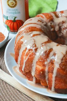 a bundt cake sitting on top of a white plate