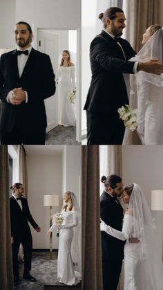 the bride and groom are getting ready to go into their wedding ceremony at the hotel