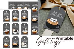 gift tags with coffee cups on them