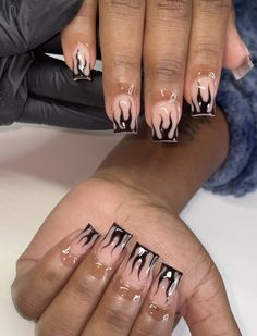 Extra Short Nail Designs, Acrylic Nails Black, Painted Acrylic Nails, Poppin Nails, Acrylic Toe Nails, Wow Nails, Work Nails, Simple Acrylic Nails, Dope Nail Designs