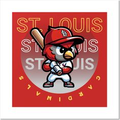 the st louis cardinals baseball team is depicted in this poster, which features an angry bird with