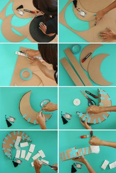 the steps to make a paper moon with scissors