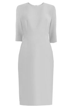 white Sheath Dress with 3/4 Sleeves Classic 3/4 Sleeve Dress For Work, Classic Formal Midi Dress With 3/4 Sleeves, Classic Dress With 3/4 Sleeves For Work, Classic Work Dress With 3/4 Sleeves, Classic Workwear Dress With 3/4 Sleeves, Classic Fitted Half Sleeve Dresses, Classic Fitted Half-sleeve Dresses, Classic Half Sleeve Workwear Dresses, Elegant Midi Dress With Boat Neck For Workwear