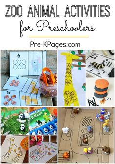 zoo animal activities for preschoolers with pictures of animals and their names in the background