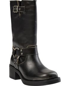 Black Edgy Boots With Reinforced Round Toe, Edgy Leather Mid-calf Moto Boots, Leather Mid-calf Boots For Outdoor, Winter Biker Boots With High Ankle, Biker High Ankle Boots For Winter, Biker Style High Ankle Boots For Winter, Black Leather Mid-calf Moto Boots, Edgy High Ankle Boots With Leather Sole, Rugged Black Boots With Reinforced Heel