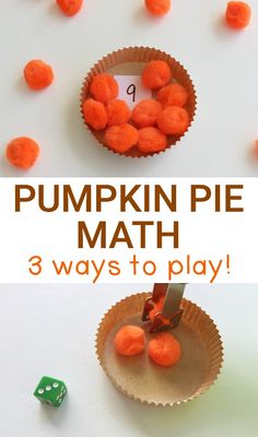 pumpkin pie math game for toddlers to practice number recognition and counting with dices