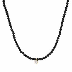 TAI JEWELRY Necklace Black Spinel Necklace with Single CZ Pendant Opal Necklace Gold, Black Spinel Necklace, Spinel Necklace, Tai Jewelry, Delicate Pendant, Choker Pendant, Cz Necklace, Cz Pendant, Black Spinel