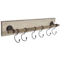 a wooden coat rack with four hooks