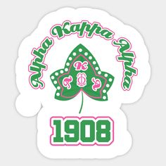 a shamrock shaped sticker with the words happy st patrick's day in pink and green