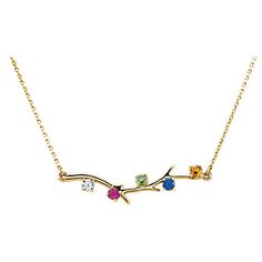 Any Color 14K Gold Birthstone Branch Necklace: 1 to 5 Stones 14k Yellow Gold Birthstone Necklace With Prong Setting, Elegant Gold Multi-stone Birthstone Necklace, Family Birthstone Necklace, Platinum Chain, Family Rings, Branch Necklace, Necklace For Mom, Family Keepsakes, Tree Pendant