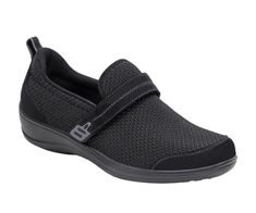 Women’s Orthofeet Proven Bunions & Plantar Fasciitis Relief. Black 10 X-Wide 2E. Innovative Plantar Fasciitis Shoes for Women - Ideal for Heel Pain Relief. Therapeutic Walking Shoes with Arch Support, Arch Booster, Cushioning Ergonomic Sole & Extended Widths - Quincy by Orthofeet Features Wide toe-box alleviates pressure on bunions and hammertoes. Soft, padded fabric interior with no overlays eliminates irritation. Cushioning PU sole with a mild Rocker adds spring to your step. Stretchy fabric u Flat Feet Shoes, Heel Pain Relief, How To Stretch Shoes, Foot Pain Relief, Black Slip On Shoes, Women's Slip On Shoes, Orthopedic Shoes, Most Comfortable Shoes, Heel Pain