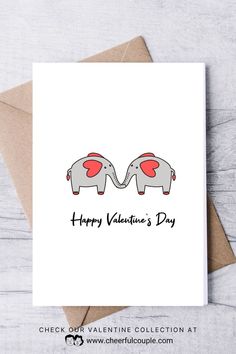 Card Preview of Free Printable Valentine's Day Card with Couple Elephant Products Ideas, Creative Products