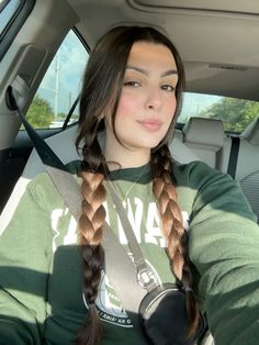 hair inspo long braids pigtails Pigtail Plaits Hairstyles, Pigtail Long Hair, Long Braid Pigtails, Low Braid Pigtails, Two Lose Braids, Two Cute Braids, Two Plats Hairstyle, Two Pig Tail Braids, 2 Low Pigtails