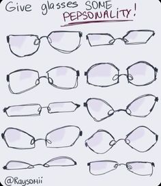 some glasses are drawn on paper with the words give glasses some personality